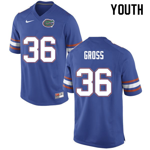Youth #36 Dennis Gross Florida Gators College Football Jerseys Blue
